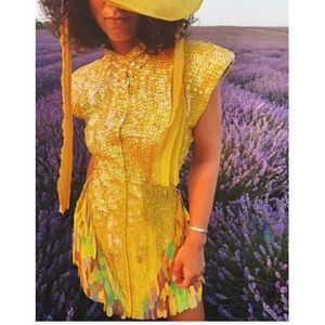 heyami yellow sequin dress